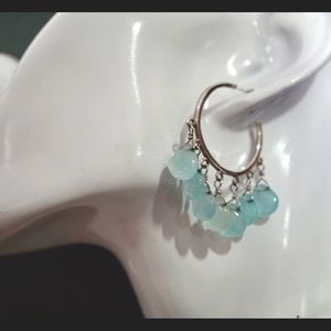 Sterling 20ct Genuine Aquamarine Earrings